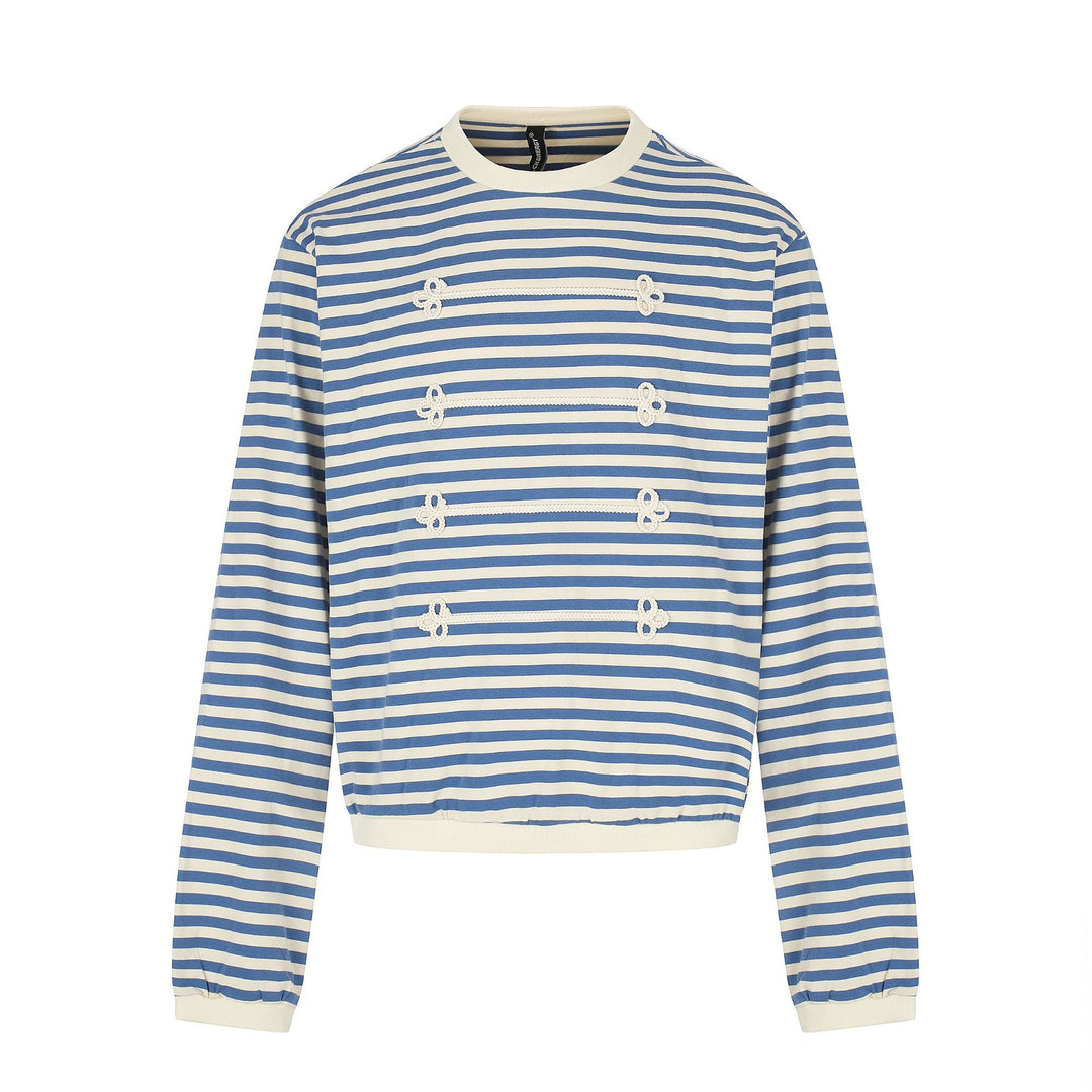 Damen maritimes Streifen-Sweatshirt mit Zierkordeln Echoarchiv