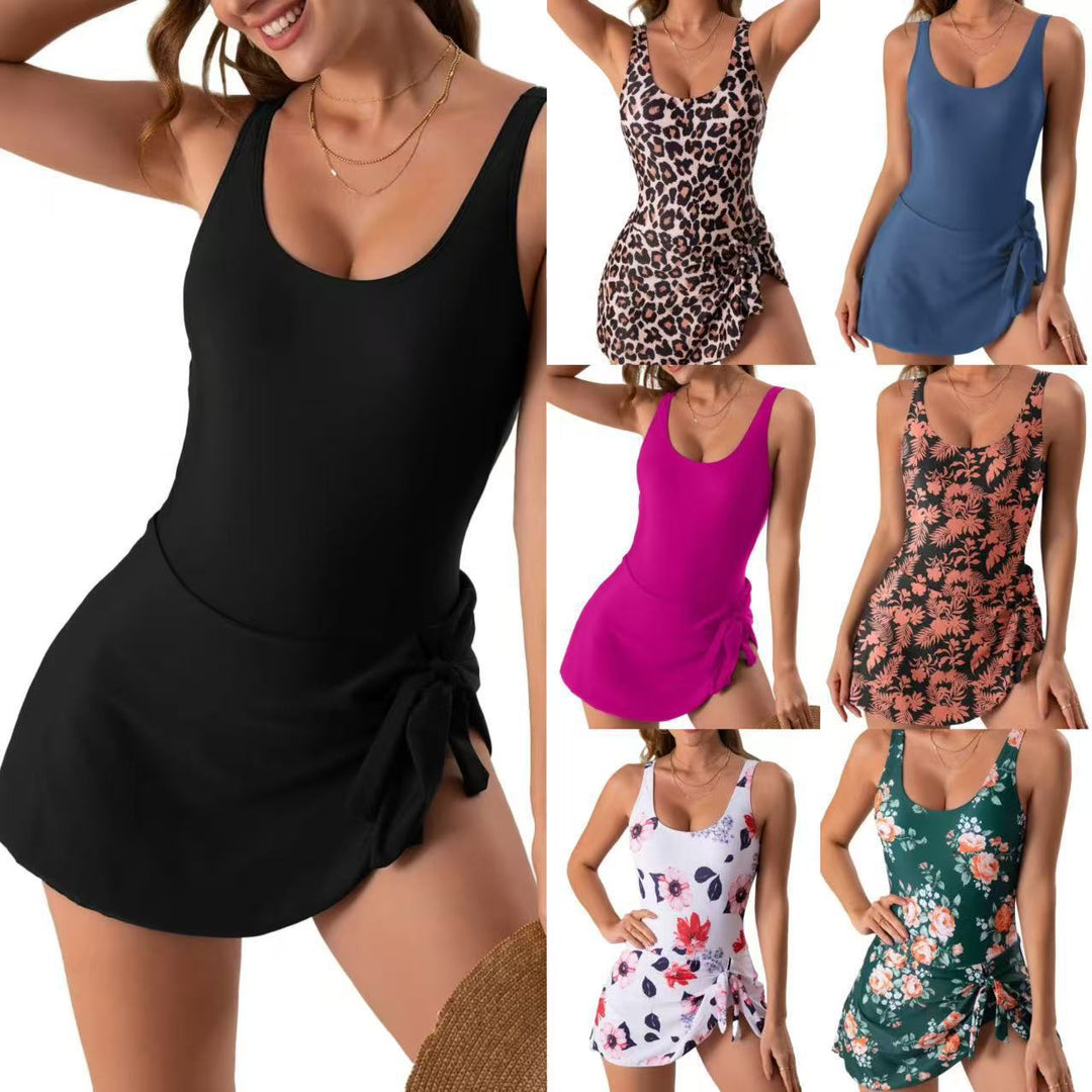 Damen Modischer Schwimmanzug mit floralem Design und Raffung Echo Archiv