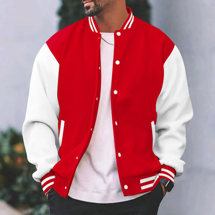 Herren Collegejacke mit kontrastierenden Ärmeln und gestreifter Bündchen Echoarchiv
