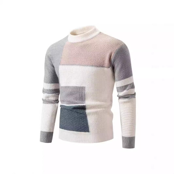 Herren Strukturierter Pullover mit modernem Farbblockdesign Echoarchiv