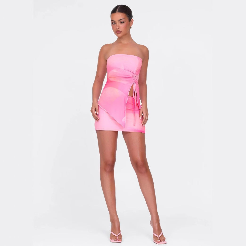 Damen Mini-Kleid mit asymmetrischem Schnitt und Raffungsdetails Echo Archiv