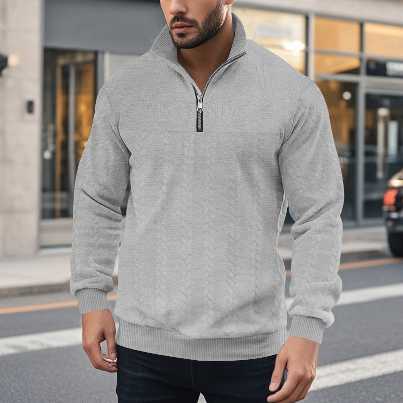 Herren Strickpullover mit Reißverschluss und modernem Zopfdesign Echoarchiv