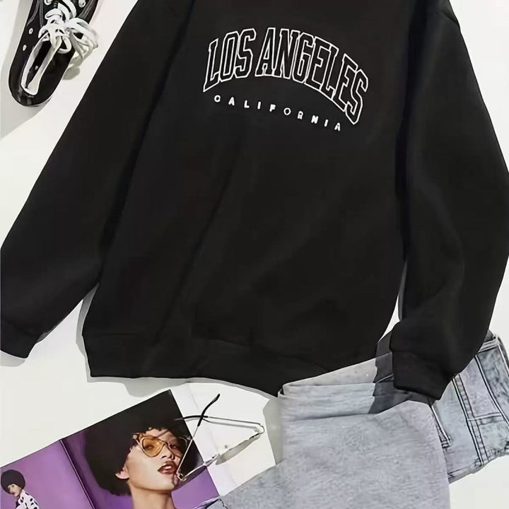 Damen Lässiger Sweatshirt mit Vintage Los Angeles Druck Echoarchiv