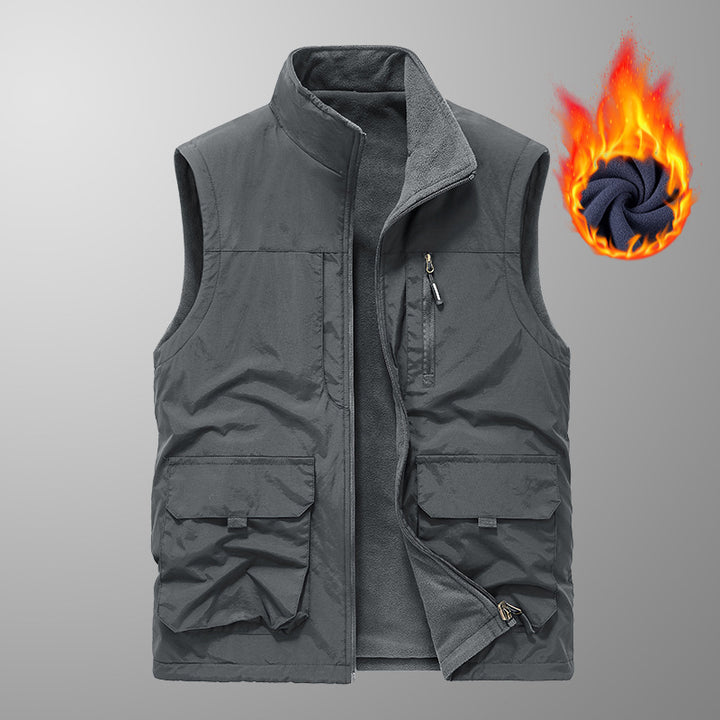 Herren Thermo-Outdoorweste mit Fleece‑Innenfutter, Stehkragen und Multifunktionstaschen Echo Archiv