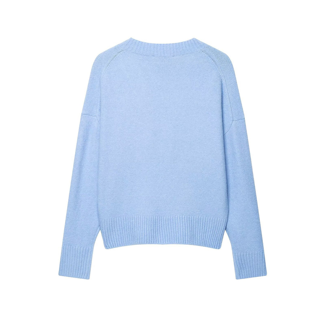 Damen Oversize V-Ausschnitt Strickpullover mit tiefem Fall und breitem Rippenbund Echo Archiv