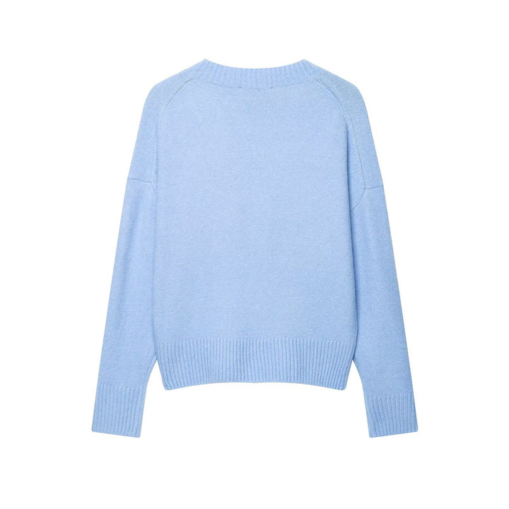 Damen Oversize V-Ausschnitt Strickpullover mit tiefem Fall und breitem Rippenbund Echo Archiv