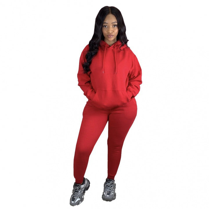 Damen Zweiteiliges Freizeitset mit Oversize Kapuzenpullover und Leggings mit hohem Bund, schmaler Passform – Élanora