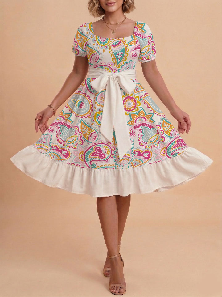 Damen Verspieltes Maxikleid mit Bärenmuster und taillierbarem Band Echo Archiv
