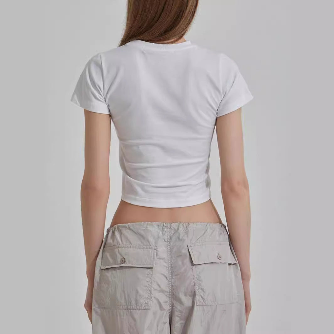 Damen cropped T-Shirt mit einzigartigem 3D-Design einer Schleife Echo Archiv