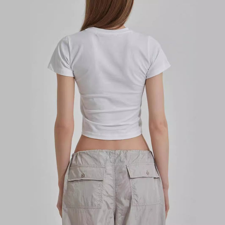 Damen cropped T-Shirt mit einzigartigem 3D-Design einer Schleife Echo Archiv