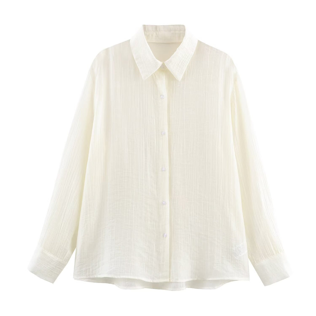 Damen Leichte weite Bluse mit Crinkle-Struktur und Hemdkragen Echoarchiv