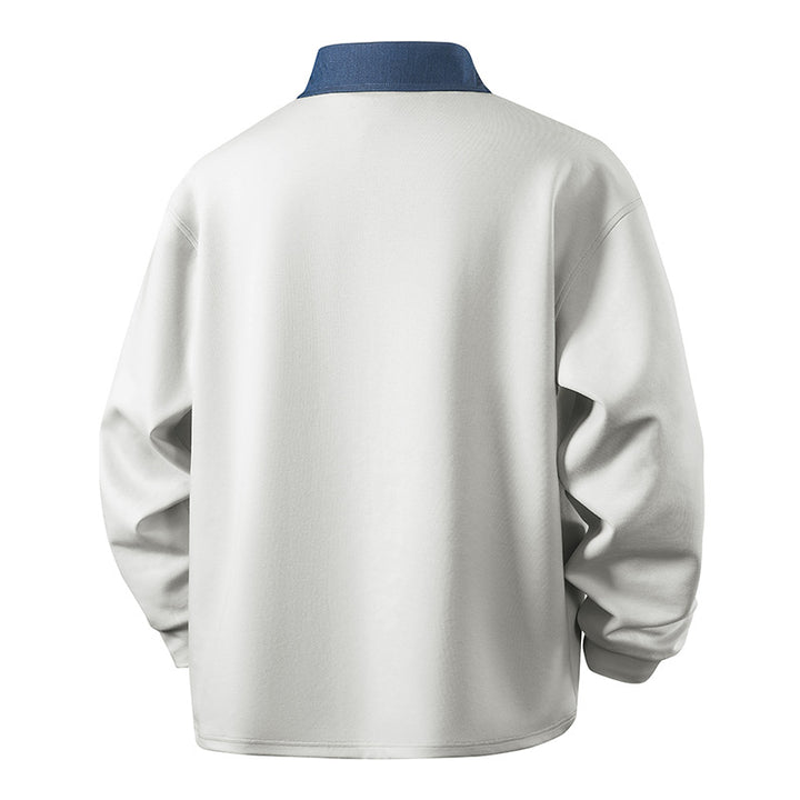 Herren Oversized Sweatshirt mit kontrastierendem Hemdkragen und Polo-Platz – Marzano