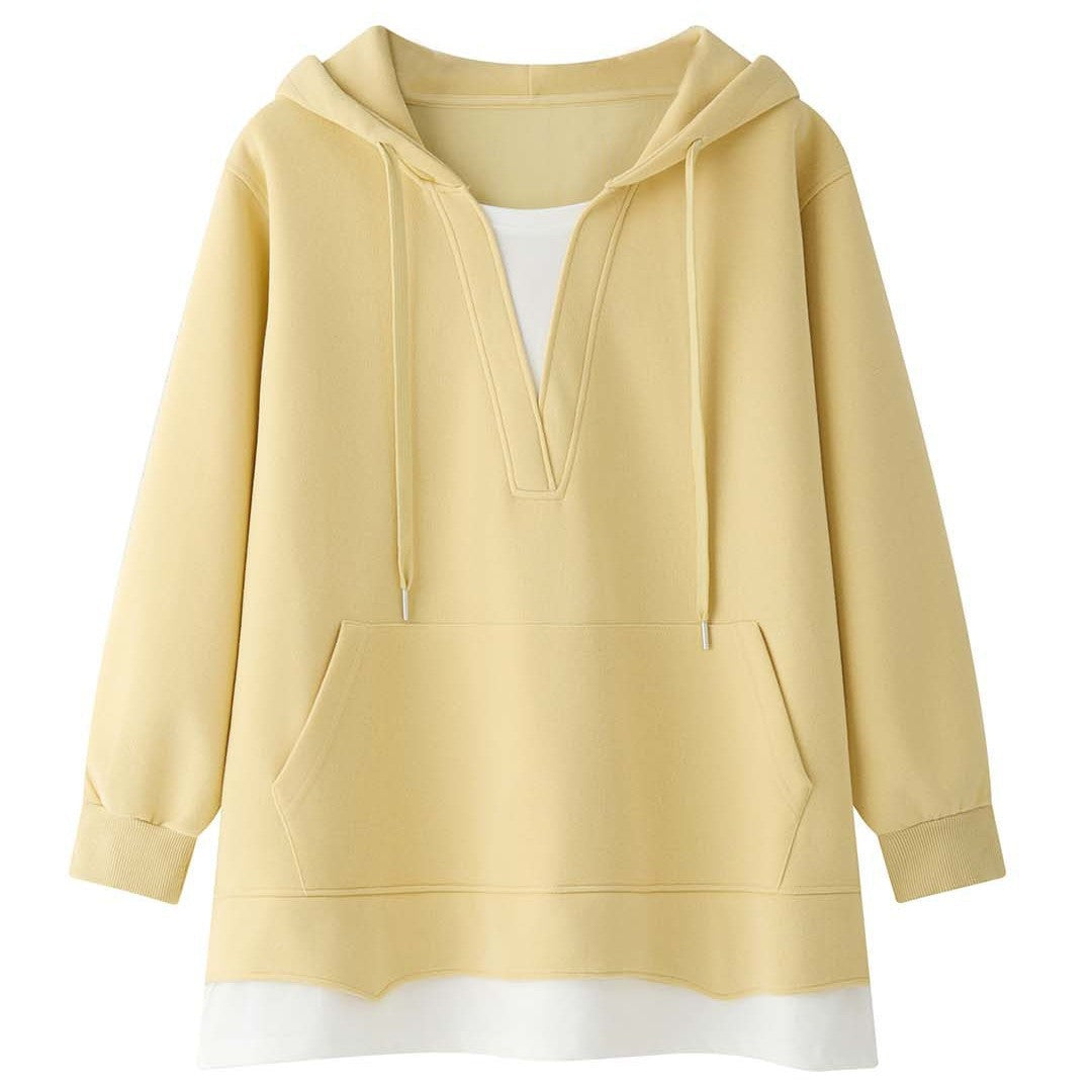 Damen Oversize-Hoodie mit V‑Ausschnitt und Kängurutasche Echoarchiv
