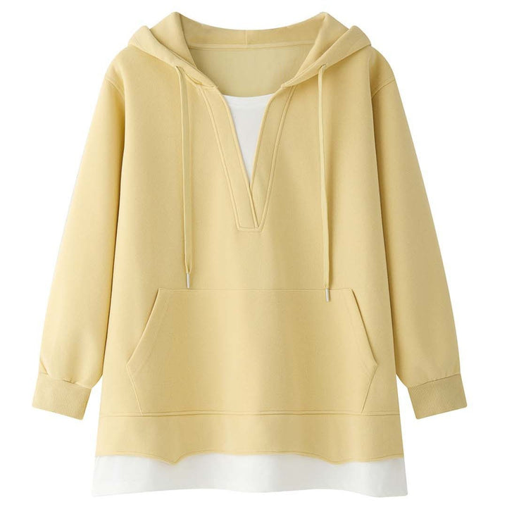 Damen Oversize-Hoodie mit V‑Ausschnitt und Kängurutasche Echoarchiv
