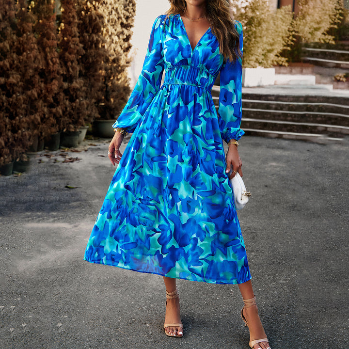 Damen Midi-Kleid mit floralem Druck und elastischem Tailleneinsatz Echo Archiv