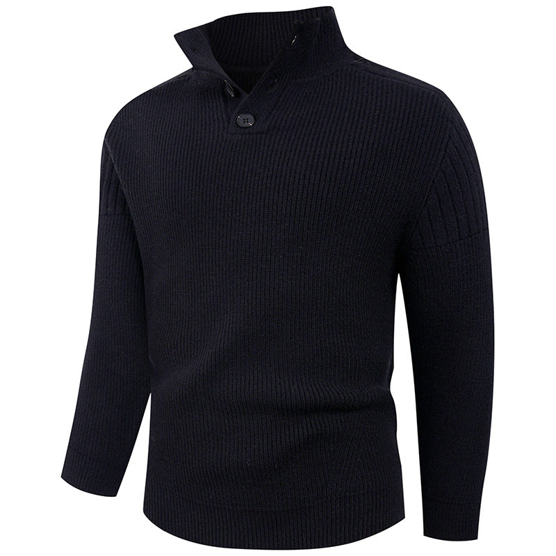 Herren Strickpullover mit hohem Kragen und Knopfdetails Echoarchiv