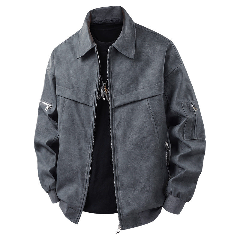 Herren Stilvolle Kunstlederjacke mit hohem Kragen Echo Archiv