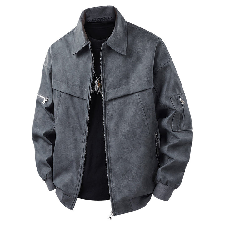 Herren Stilvolle Kunstlederjacke mit hohem Kragen Echo Archiv
