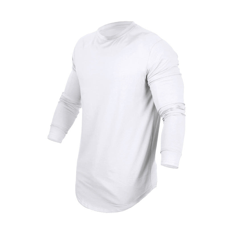 Herren Enganliegendes Langarm-Shirt aus Baumwollstretch mit Rundhals – Orvano