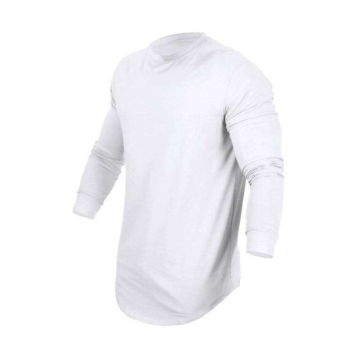 Herren Enganliegendes Langarm-Shirt aus Baumwollstretch mit Rundhals – Orvano