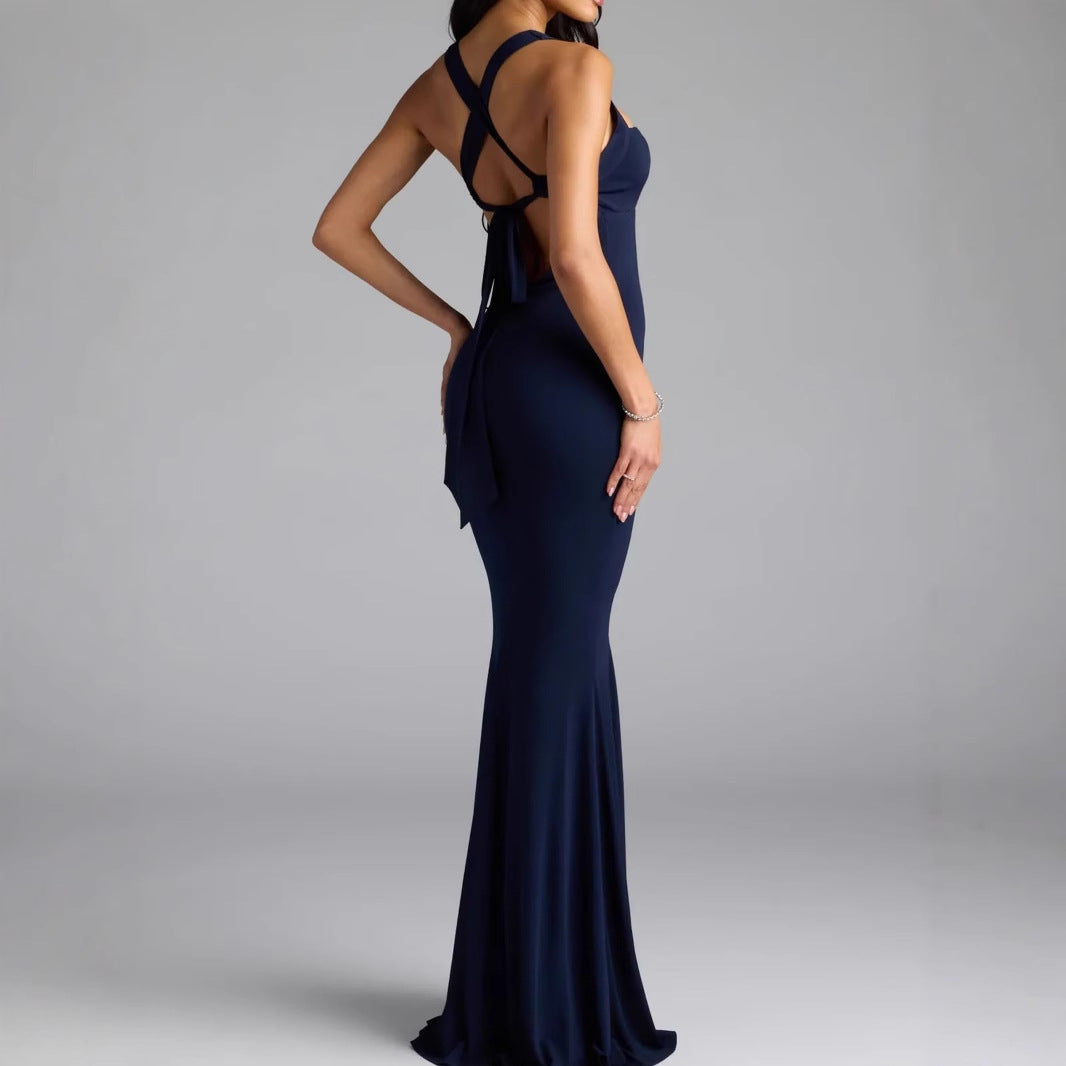 Damen Elegantes langen Kleid mit schulterfreien Trägern und leichtem Schimmer Echo Archiv