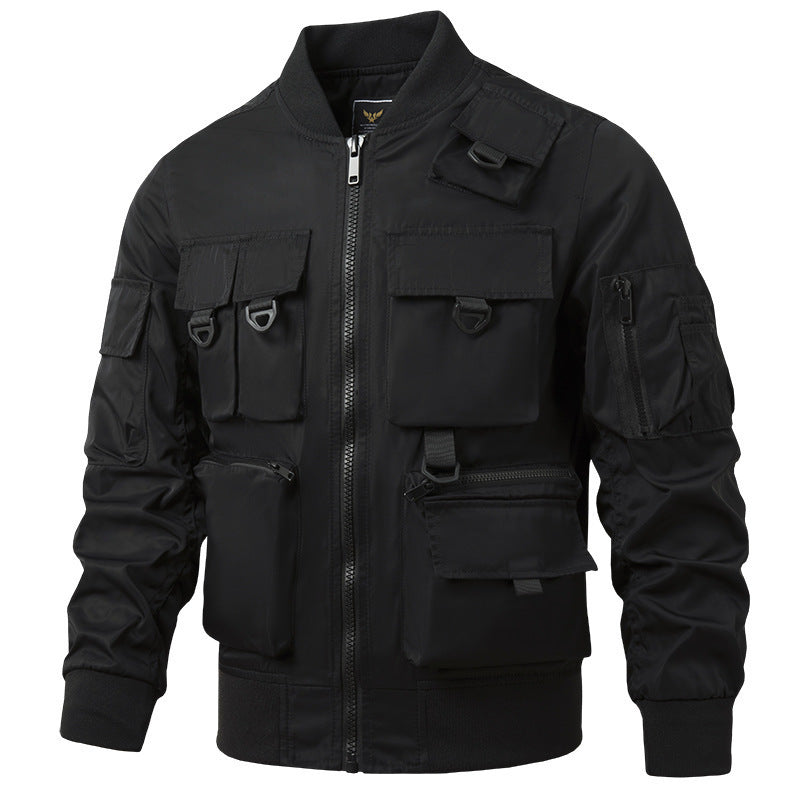 Herren nan leichte Multitaschen-Bomberjacke im Pilotstil mit taktischen Schnallen, wasserabweisendem Nylon und elastischem Bund Echo Archiv