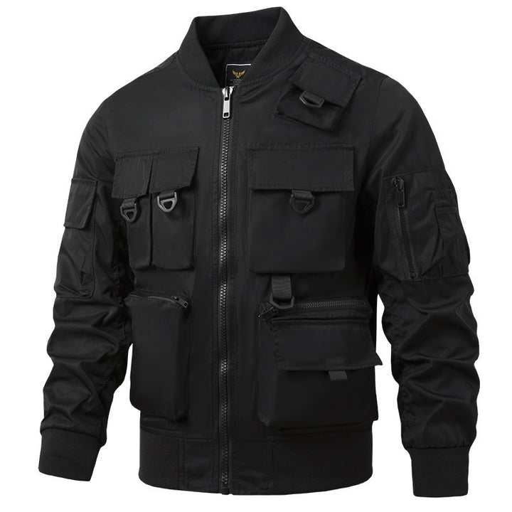 Herren nan leichte Multitaschen-Bomberjacke im Pilotstil mit taktischen Schnallen, wasserabweisendem Nylon und elastischem Bund Echo Archiv