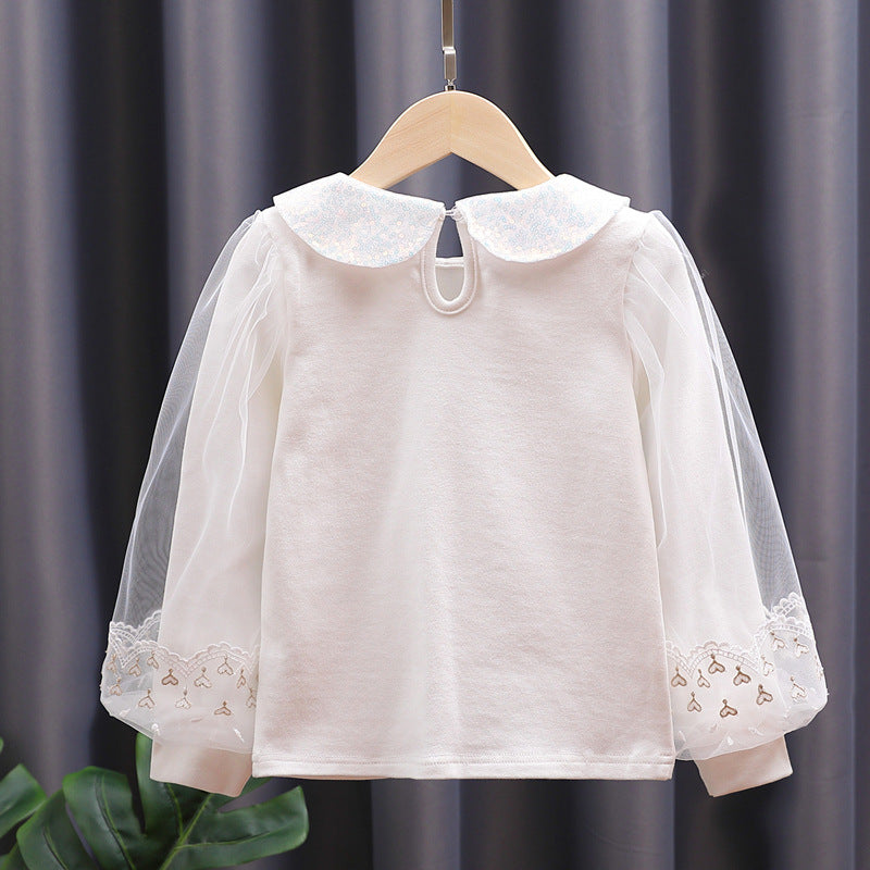 Mädchen Sweatshirt mit eleganten Tüllärmeln und auffälligem Kragen Echo Archiv