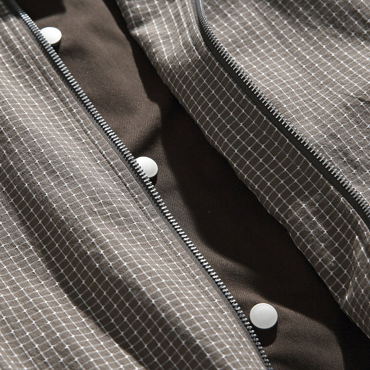 Herren Karierte Oversize-Hemdjacke im Coach-Stil mit Cordkragen Echoarchiv