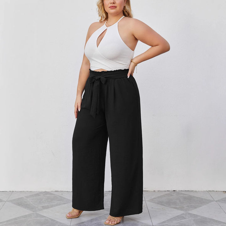 Damen Paperbag-Hose mit weitem Bein, Gummizug, Bindegürtel und Eingrifftaschen Echo Archiv