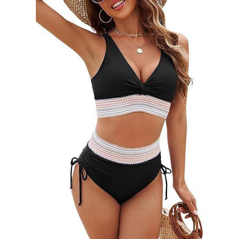 Damen Bikinioberteil mit hoher Taille und dekorativem Strickmuster Echo Archiv