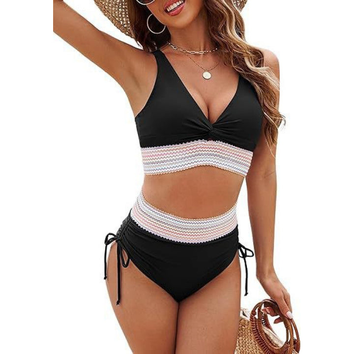 Damen Bikinioberteil mit hoher Taille und dekorativem Strickmuster Echo Archiv