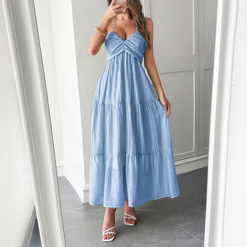 Damen Maxidress mit elegantem Rüschendesign und verstellbaren Spaghettiträgern Echo Archiv