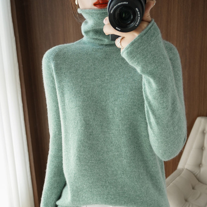 Damen Weicher Rollkragenpullover aus Kaschmir‑Look mit Daumenloch und figurbetonter Silhouette Echoarchiv
