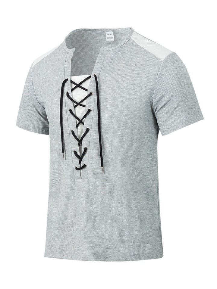 Herren Kurzarm Shirt mit sportlichem Schnürdesign Echoarchiv