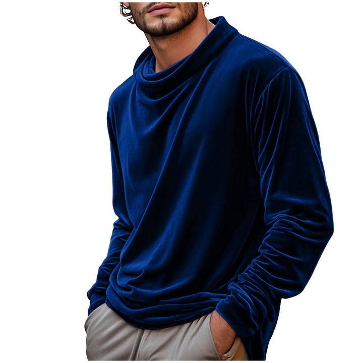 Herren Samt-Langarmshirt mit Schalkragen – Marzano