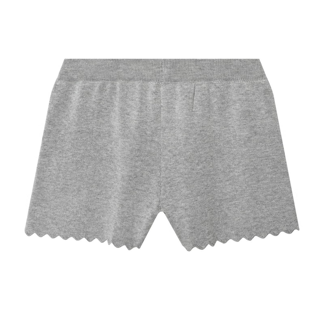 Damen Feinstrick-Cardigan-und-Shorts-Set mit Wellensaum und gerippten Bündchen Echo Archiv