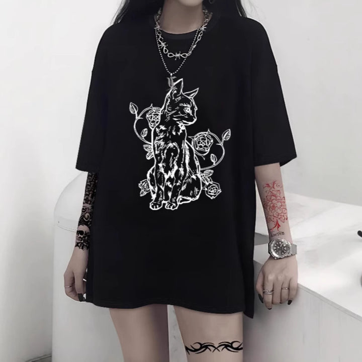 Damen Oversized T-Shirt mit dekorativem Schleifenmotiv Echo Archiv