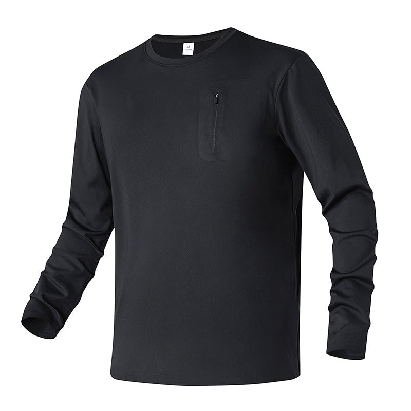 Herren Langarm Funktionsshirt mit feuchtigkeitsableitendem Material und Reißverschlusstasche Echoarchiv