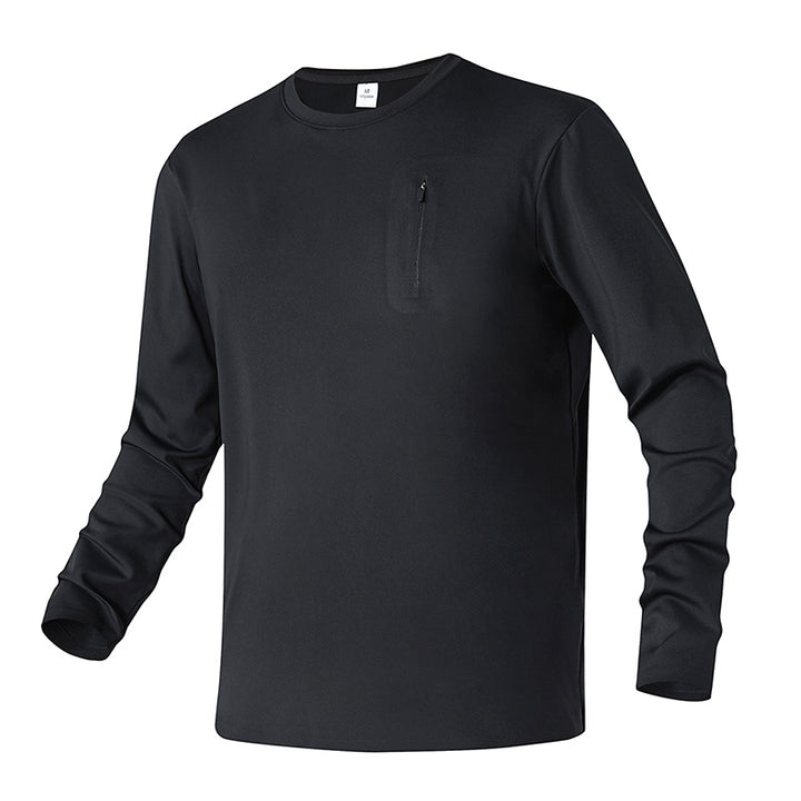 Herren Langarm Funktionsshirt mit feuchtigkeitsableitendem Material und Reißverschlusstasche Echoarchiv
