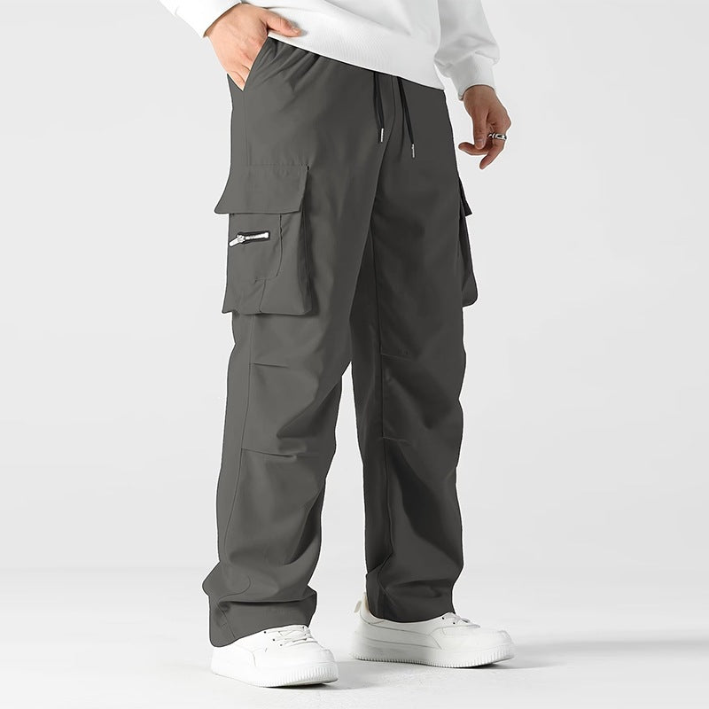 Herren weite Utility-Cargohose mit Tunnelzugbund, Knieabnähern und Multifachtaschen Echo Archiv