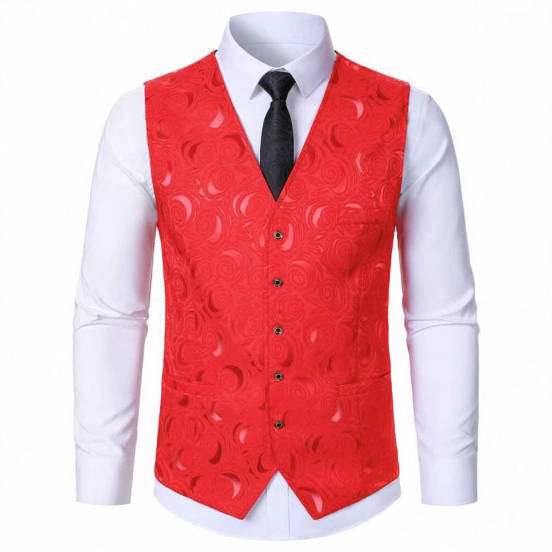 Herren elegante Weste mit floralem Jacquard-Muster Echoarchiv