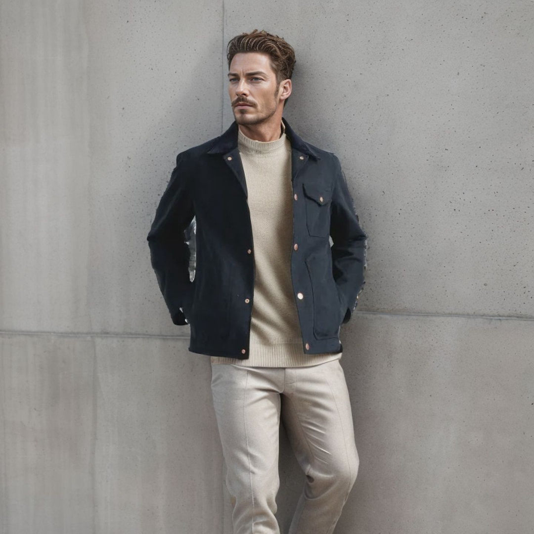 Herren zeitlose Jacke mit strukturiertem Design Echoarchiv