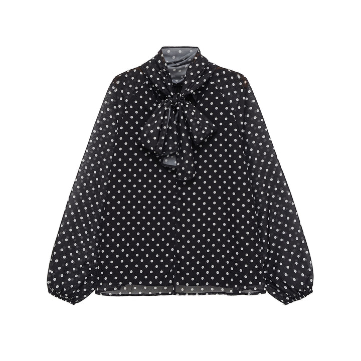 Damen Chiffonbluse mit Schleifenkragen und Ballonärmeln Echo Archiv