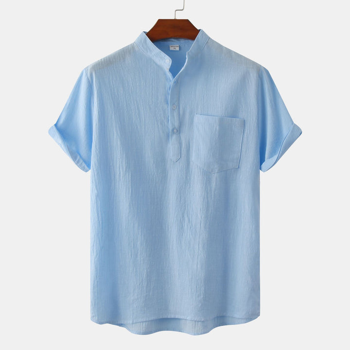 Herren Kurzarmhemd im legeren Henley-Stil mit Brusttasche Echoarchiv