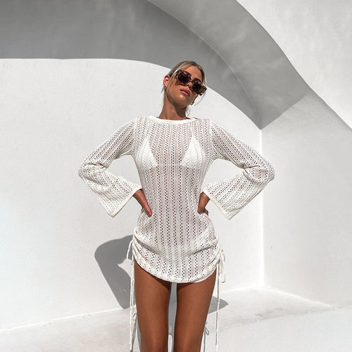 Damen strandfreundliches Netzkleid mit seitlichen Schnürungen Echo Archiv