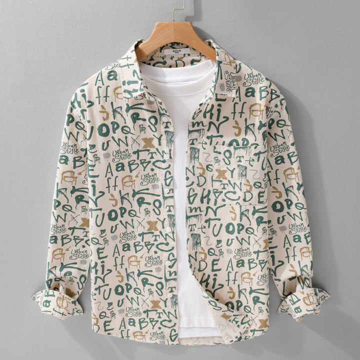 Herren Overshirt im urbanen Graffiti-Letterprint aus Baumwollmix Echoarchiv