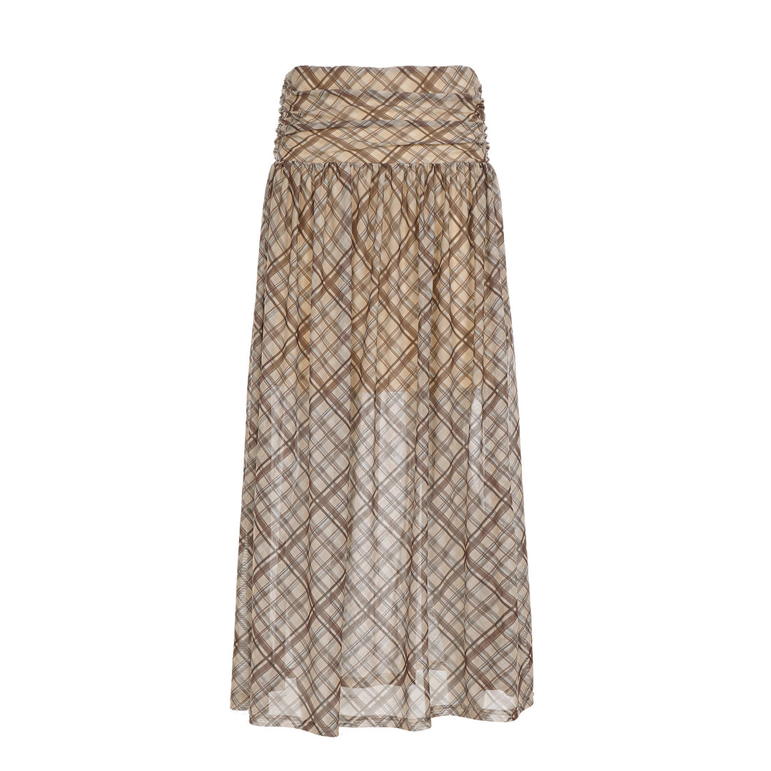 Damen Maxirock mit elastischer Taille und raffiniertem Karomuster Echo Archiv