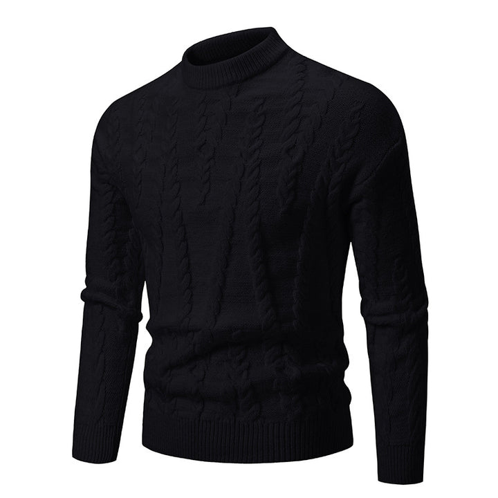 Herren Feinstrickpullover mit Kabelmuster und hohem Kragen Echoarchiv