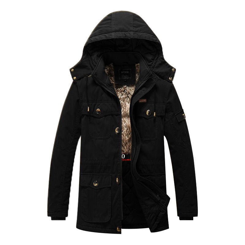 Herren Canvas-Parka mit gesteppter Thermofütterung, Kunstfell-Innenfutter und Kapuze Echoarchiv